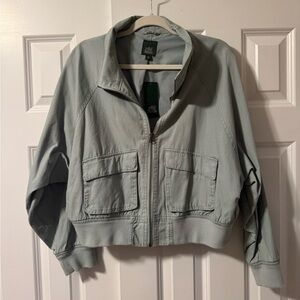 Women's Light Gray/Green Utility Jacket
